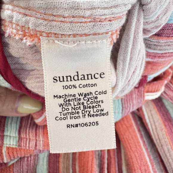 Sundance Womens Gigi Pants XS Pink Stripe Cotton Gauze Wide Leg Festival Beach - Picture 7 of 10